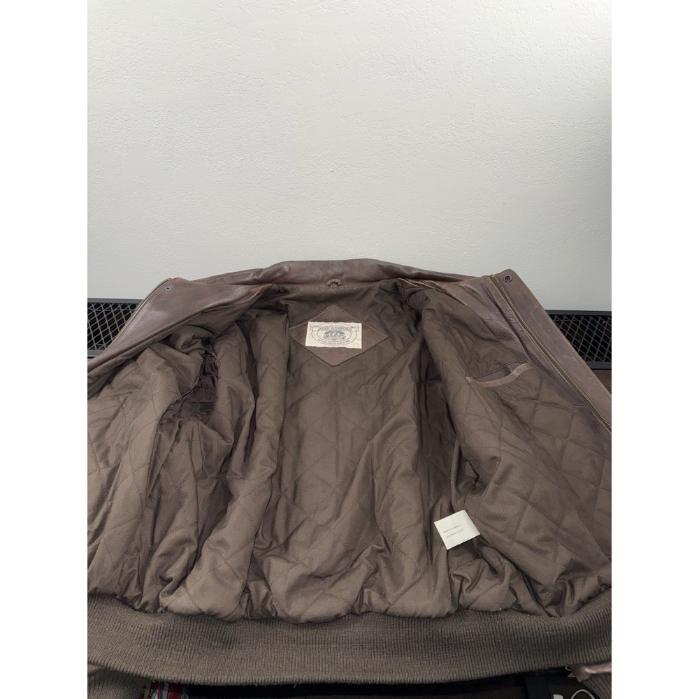 Vintage John Ashford Bomber Jacket XL Mens Brown Leather Lined Casual A2 Flight - Picture 8 of 11
